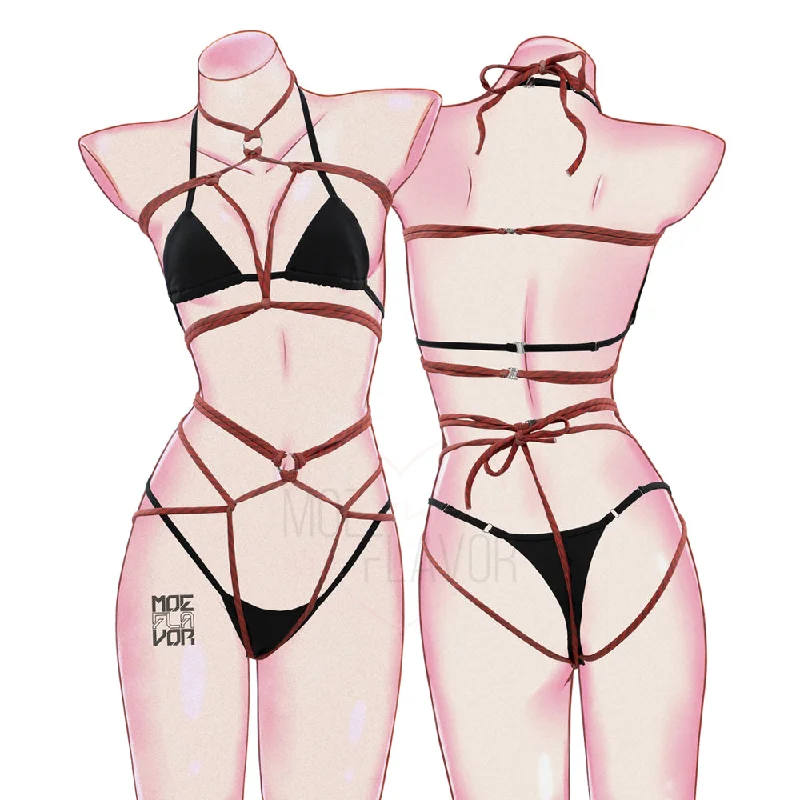 Women's High Waist Lingerie BodysuitsKill Rope Shibari Lingerie