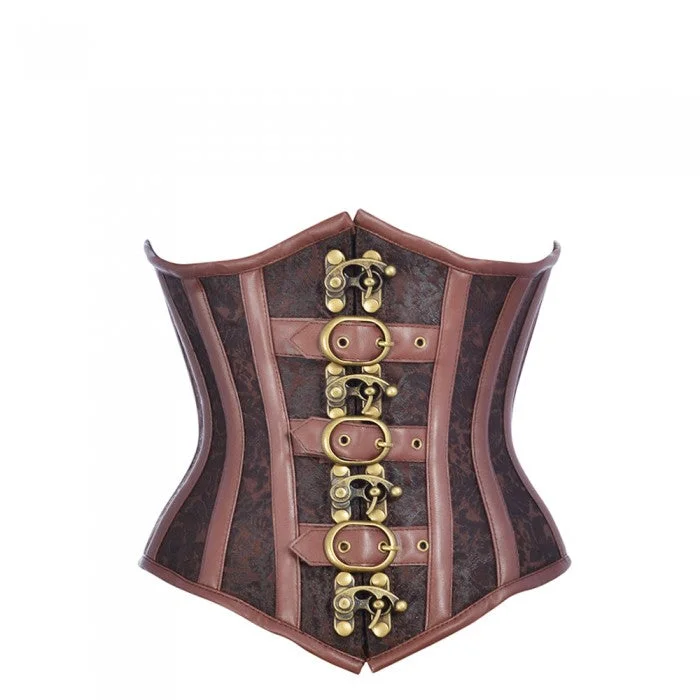 Lace - covered corsets for a feminine touchWeber Brown Steampunk Underbust Buckle And Hooks Corset