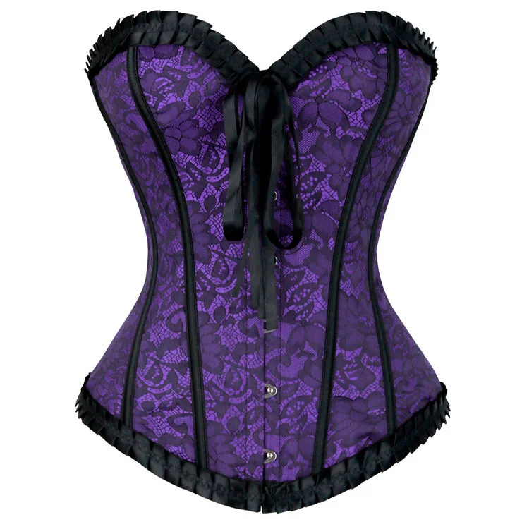 Geometric - printed bustiers for a modern and trendy lookPurple Lace Overlay Overbust Corset