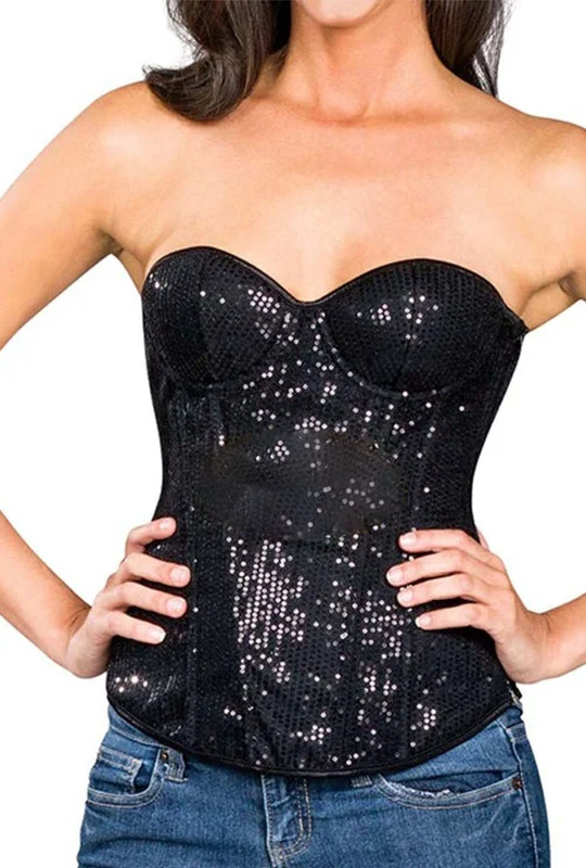 Lace - covered corsets for a feminine touchBlack Sequin Corset