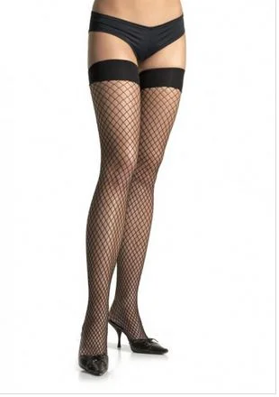 Women's Knee-High TightsSpandex Industrial Net Thigh Highs - Black