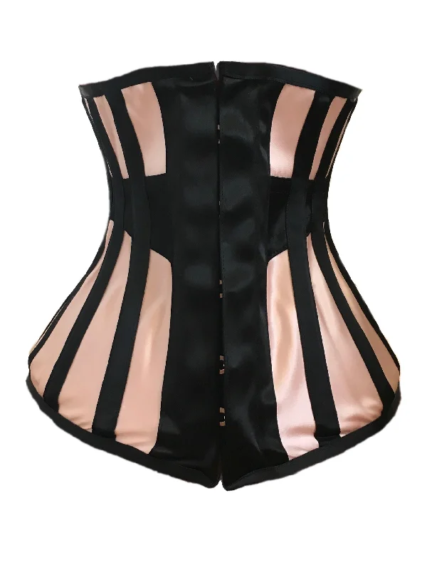 White bustiers for a pure and innocent aestheticLongline Underbust Corset in Black / Peach Contrast