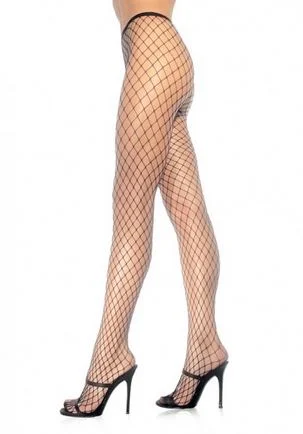 Women's Control Top TightsSpandex Diamond Net Tights- Black