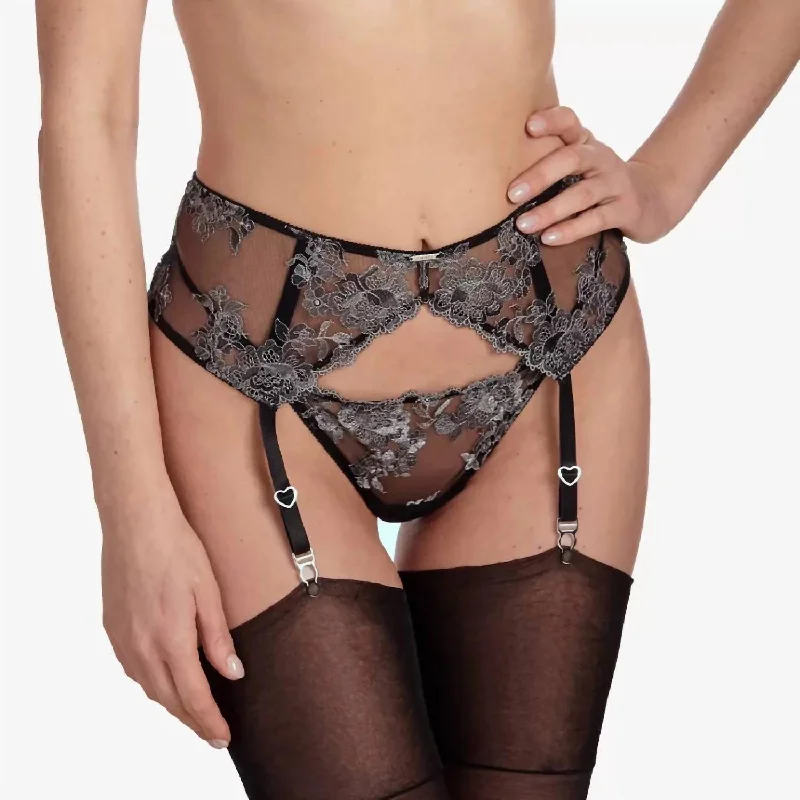 Women's Tummy Control LingerieSensual Garter Belt In Black