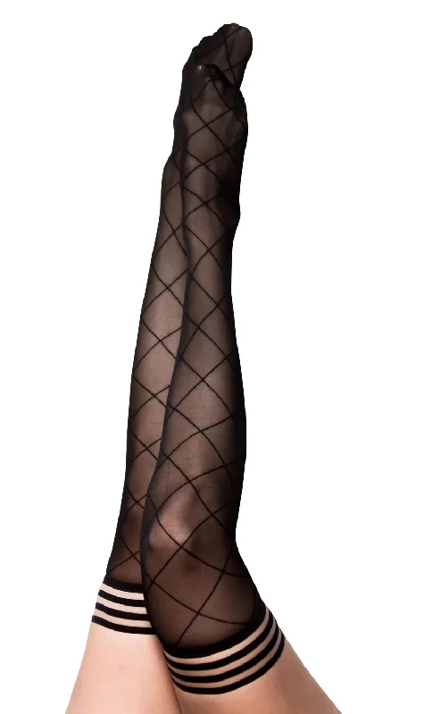 Sheer Tights for WomenAnna - Diamond Thigh High - Size B - Black