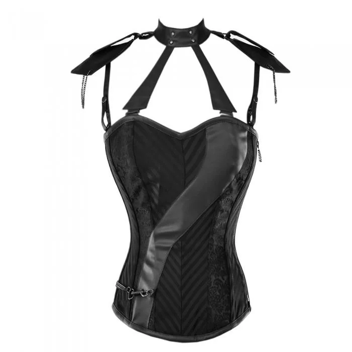 Hypoallergenic bustiers for sensitive skinColeen Gothic Corset With Faux Leather Cage Straps