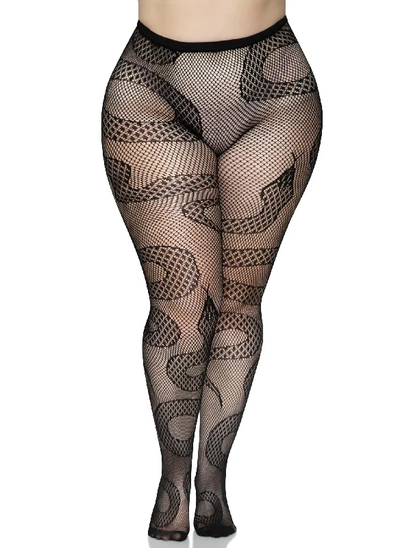 Women's Tights with PatternsSnake Net Tights - 1x/2x - Black