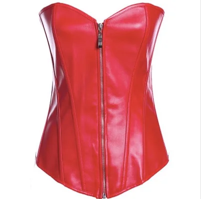 Modern - design corsets with a minimalist aestheticRed Leather Look Overbust Corset