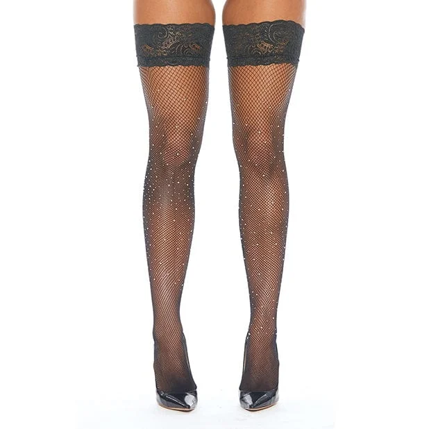 Women's Tights with PatternsPopsi Lingerie - Rhinestone Thigh High with Silicone Stockings