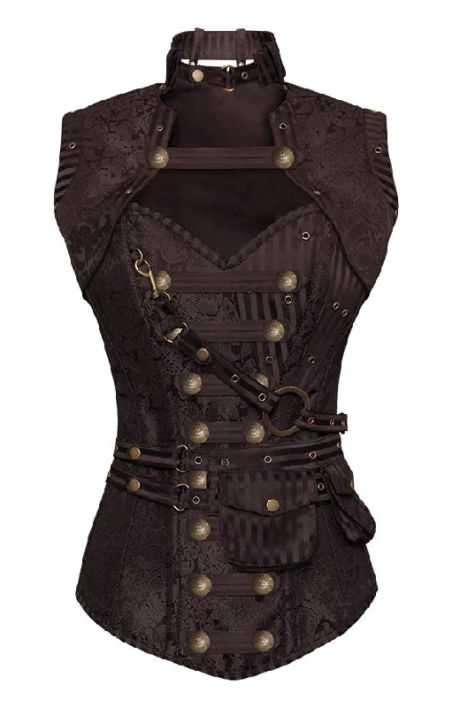 Adjustable - strap bustiers for a customized fitWinslet Brown Steampunk Corset With Brown Removable Pouch Adjustable - strap bustiers for a customized fitWinslet Brown Steampunk Corset With Brown Removable Pouch