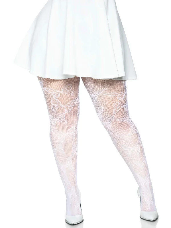 Women's Tights for YogaButterfly Net Tights - 1x/2x - White