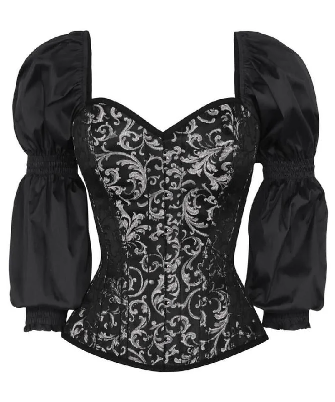 Animal - print bustiers for a wild and fierce styleAsmus Gothic Silver Corset with Attached Sleeve Animal - print bustiers for a wild and fierce styleAsmus Gothic Silver Corset with Attached Sleeve
