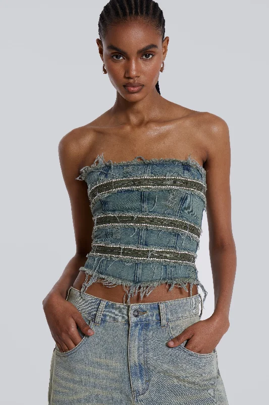 Supportive bustiers for large - busted womenSub-Rosa Denim Corset Top