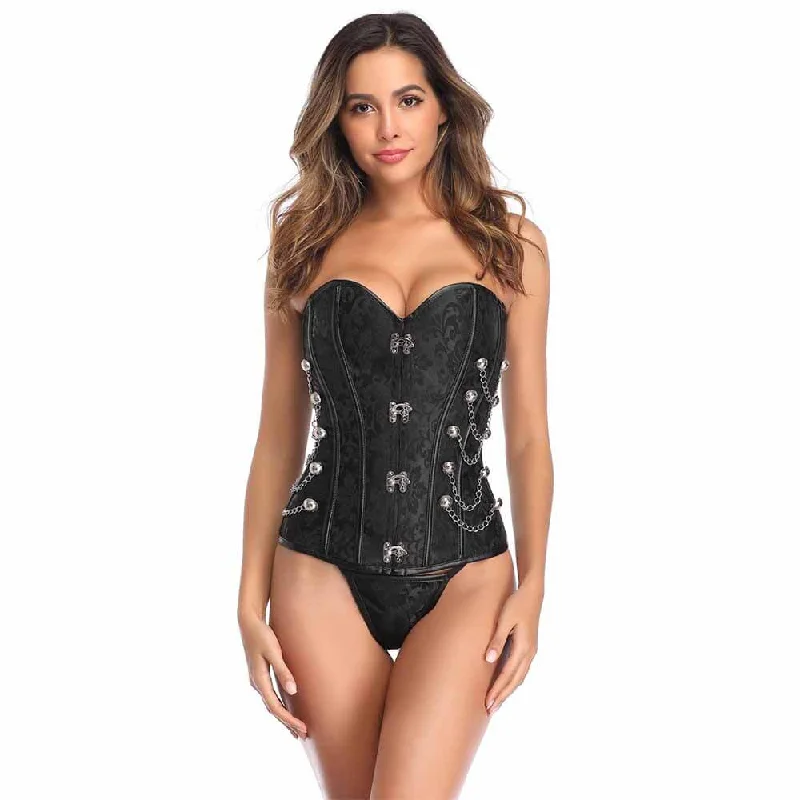 Polka - dot bustiers for a fun and retro appearancePunk Metal Zipper Design Palace Style Corset Polka - dot bustiers for a fun and retro appearancePunk Metal Zipper Design Palace Style Corset