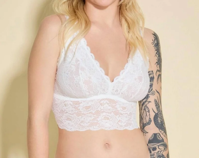 Women's High Waist Lingerie BodysuitsWomen's High Waist Lingerie BodysuitsNever Say Never Plungie Longline Bralette In White