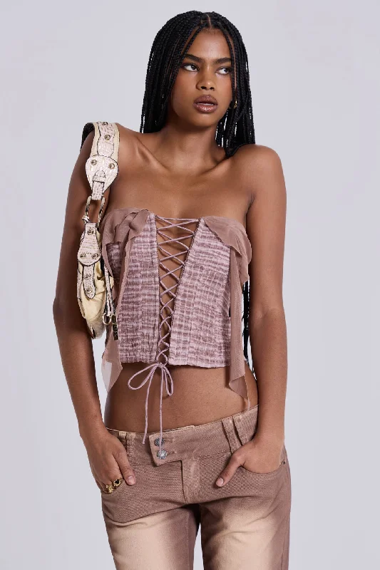 Supportive bustiers for large - busted womenLone Lace Up Gingham Corset