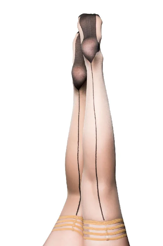 Woolen Tights for WinterRuby - Cuban Heel Thigh High - Size C - Nude
