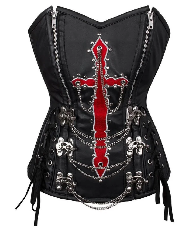 Black bustiers for a classic and versatile lookNastasya Embroidered Overbust Corset with Hanging Chain Black bustiers for a classic and versatile lookNastasya Embroidered Overbust Corset with Hanging Chain
