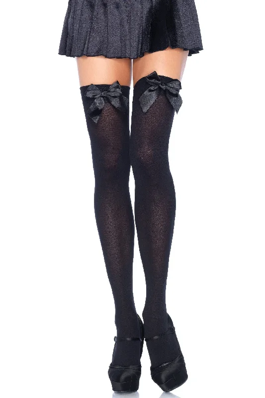 Women's Athletic TightsOpaque Bow Thigh High Stockings