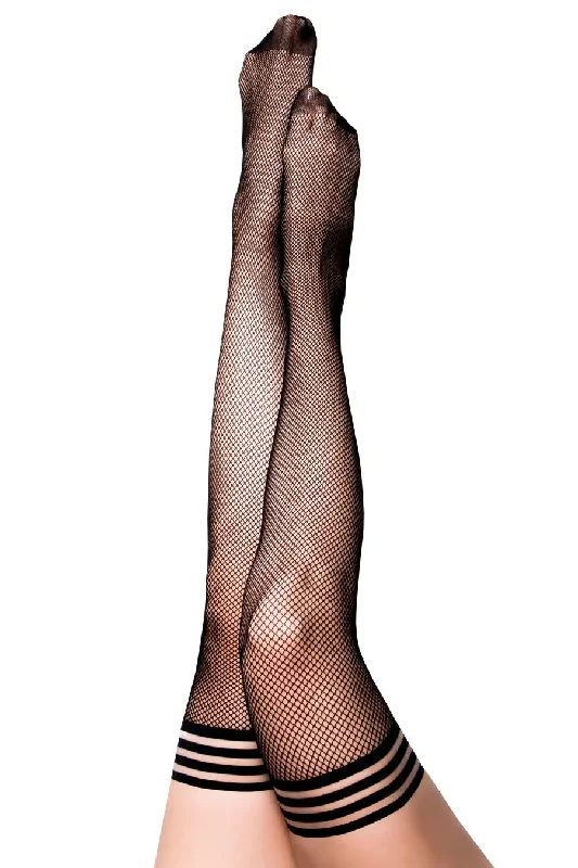 Women's Knee-High TightsSam - Fishnet Thigh High - Size C - Black