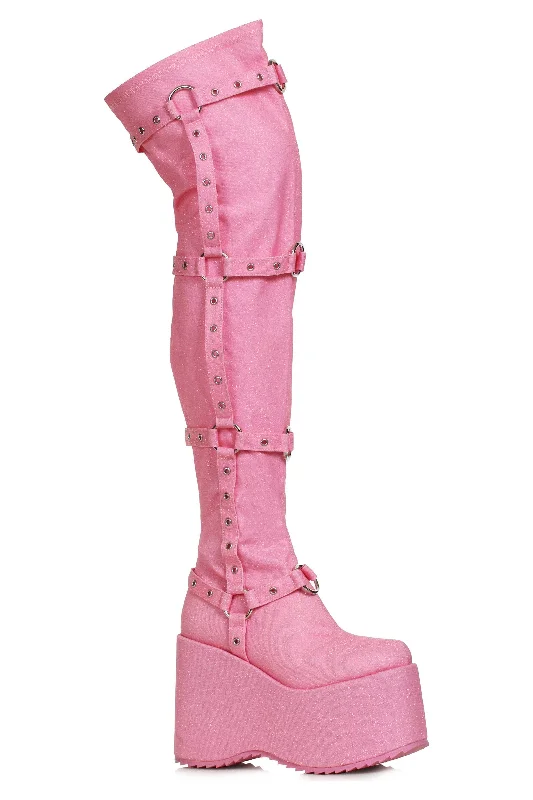 Women's Tights with Heart PrintsEllie Shoes 500-FUMIKO Chunky Heel Platform Thigh High Boot with Buckles Women's Tights with Heart PrintsEllie Shoes 500-FUMIKO Chunky Heel Platform Thigh High Boot with Buckles