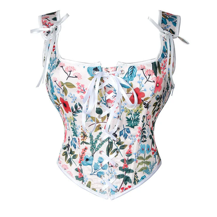 Anti - chafe bustiers for comfortable movementMulticolour Floral Corset Vest