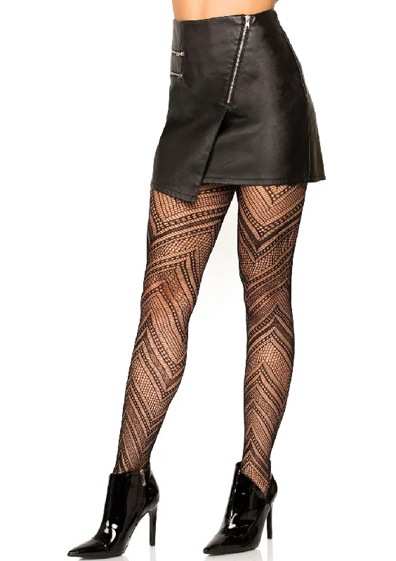 Fashion Tights for WomenChevron Net Tights - One Size - Black