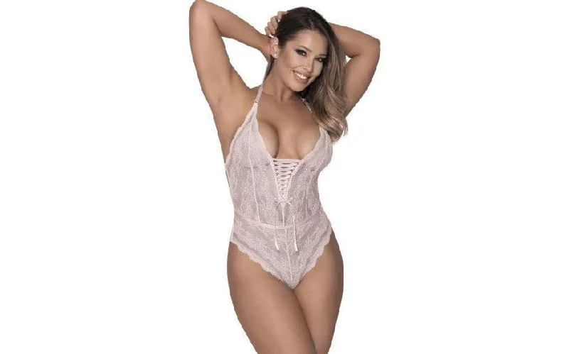 Minimalist Lingerie Styles for WomenMesh and Lace Teddy Blush