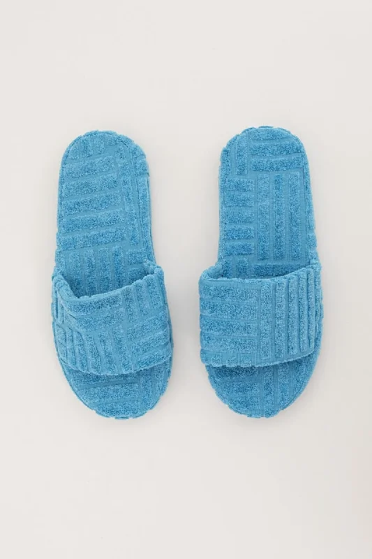 Seamless Lingerie for WomenBlue Toweling Detail Slippers