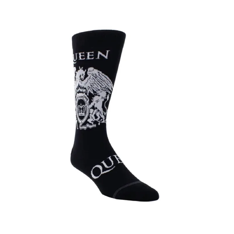 Boho Chic Lingerie for WomenMen's Queen White Crest Crew Sock In Black