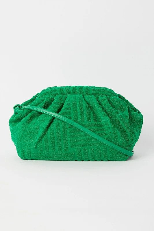 Women's Lingerie with Soft Cup BrasGreen Toweling Detail Crossbody Bag