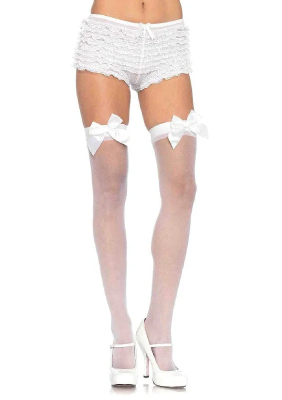 Women's Striped TightsSheer Thigh Highs - One Size - White