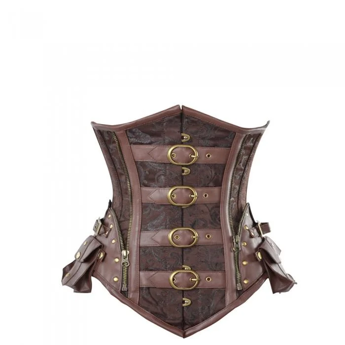 Halloween - themed corsets for a spooky costumeYashar Steampunk Corset With Buckle And Pocket Detail Halloween - themed corsets for a spooky costumeYashar Steampunk Corset With Buckle And Pocket Detail