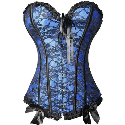 Gothic - inspired bustiers featuring dark colors and studsBlue and Black Lace Corset with Bows Gothic - inspired bustiers featuring dark colors and studsBlue and Black Lace Corset with Bows