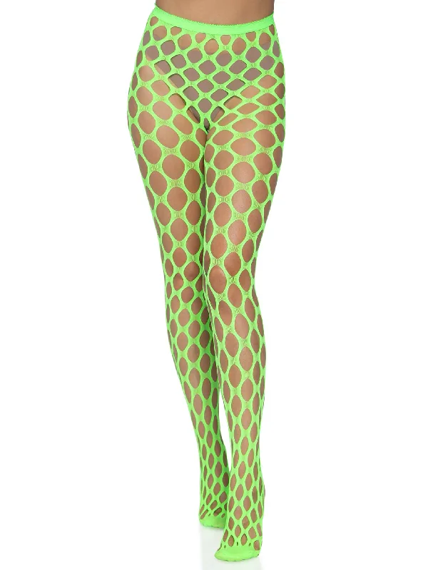 Patterned Tights for WomenJumbo Pothole Net Tights - Neon Green - One Size