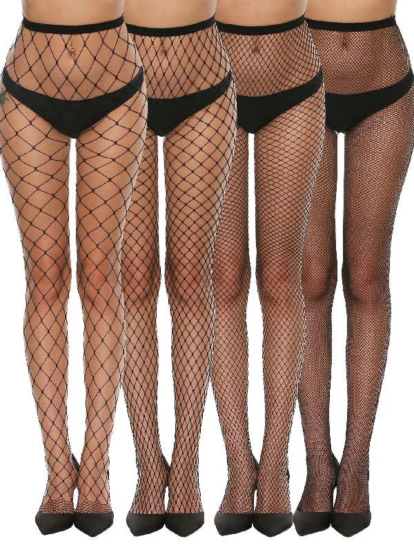 Women's Tights with Heart Prints4pairs Plain Black Fishnet Tights