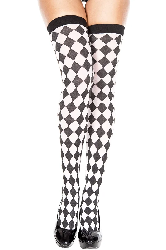 Woolen Tights for WinterChecker Thigh High Stockings