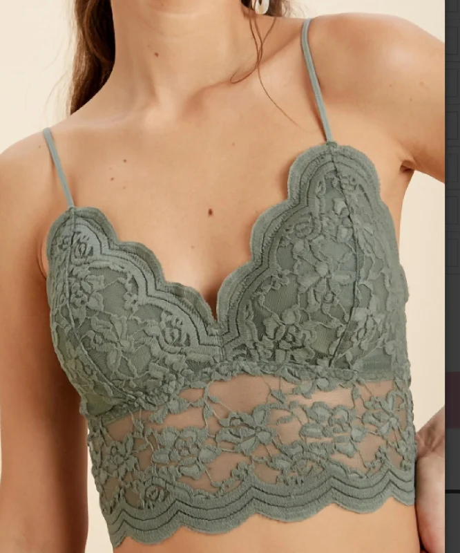 Women's Lingerie for Post-SurgeryWomen's Lingerie for Post-SurgeryWomen's striped brasLovely Scalloped Lace Bralette In Teal Grey