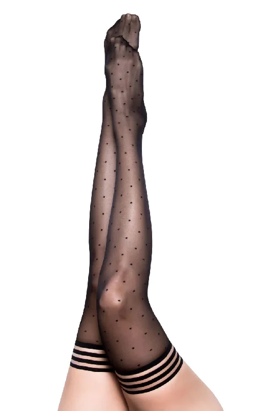Women's Shiny TightsAlly - Polka Dot Thigh High - Size a - Black