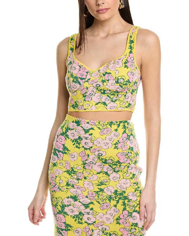 Women's Silk Lingerie SetsCarolina Herrera Thick Strap Bustier Silk-Blend Crop Top