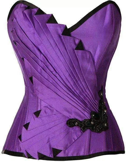 Brocade bustiers with a rich and textured appearanceCourtnay Purple Satin Embroidered Overbust Corset Brocade bustiers with a rich and textured appearanceCourtnay Purple Satin Embroidered Overbust Corset