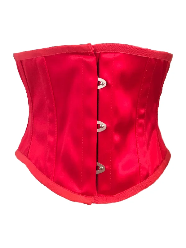 Sports - influenced bustiers with mesh panelsWaspie Cincher Corset in Red Satin
