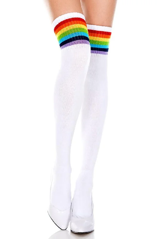 Sparkle Tights for PartiesWhite Thigh High Socks - Rainbow