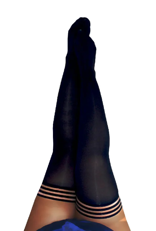Patterned Tights for WomenDanielle - Black Opaque Thigh High - Size D -  Black