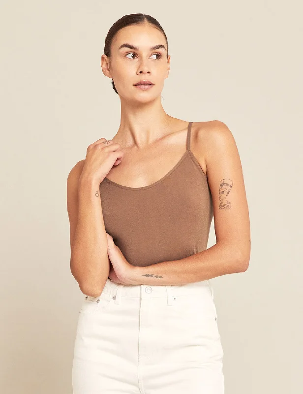 Women's v neck t shirt Cami Top - Nude 4