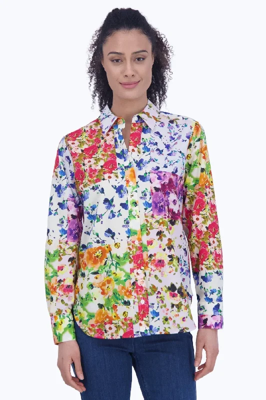 Women's oversized long sleeve linen blend shirt Odor - resistant long sleeve sports shirtsMeghan Floral Patchwork Long Sleeve Shirt Women's oversized long sleeve linen blend shirt Odor - resistant long sleeve sports shirtsMeghan Floral Patchwork Long Sleeve Shirt