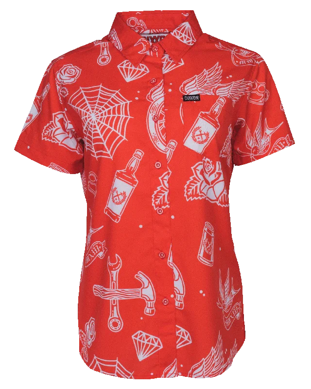 Women's ruffled long sleeve blouse shirt Women's Party Boy 10 YR Party Shirt - Red