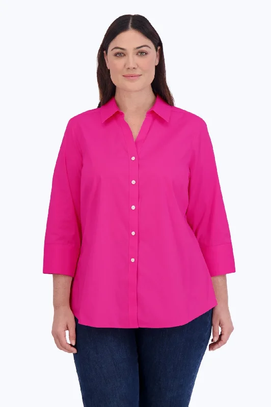 Women's casual long sleeve graphic - tee style shirt Mary Plus No Iron Stretch 3/4 Sleeve Shirt, Azalea Women's casual long sleeve graphic - tee style shirt Mary Plus No Iron Stretch 3/4 Sleeve Shirt, Azalea