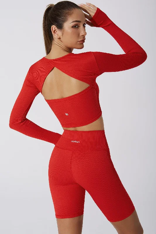Women's printed tight trousers Fendy Long Sleeve Top - Savvy Red