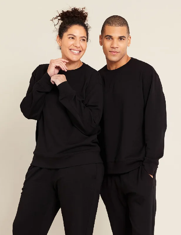 Women's breathable t shirt Unisex Crew Neck Sweater - Black